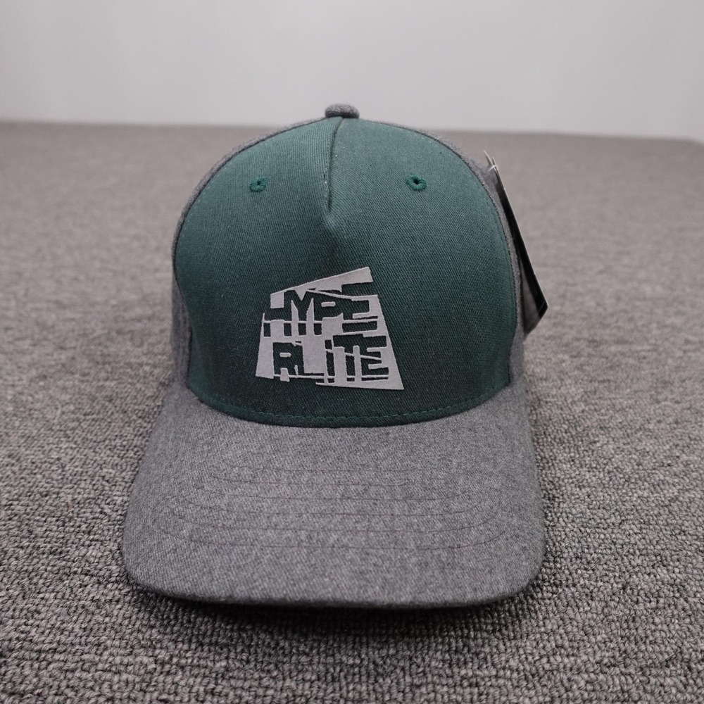 Hyperlite Hat Cap Fitted Mens‎ L Gray Green Flexfit Baseball Logo Stretch Twill